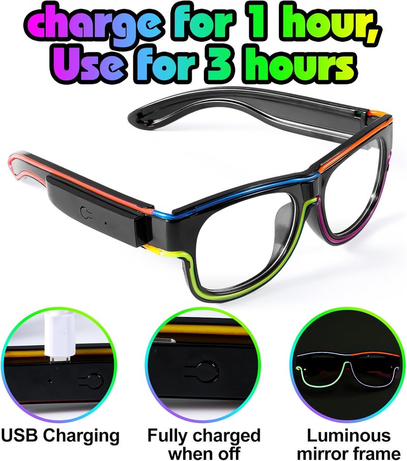 Xgood LED Glasses Multi-Color (8 Colors) Light Up Glasses w/o Wires Neon Glow Glasses for KTV, EDM, Rave Parties and Cosplay - Image 2